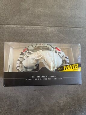 Fox Youth MX Goggles - White Camo with Red Accents